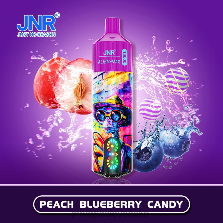 JNR Vape Review - JNR ALIEN max B46V638 broskyňový čučoriedkový cukrík